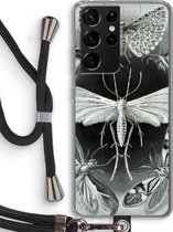 Case Company® - Samsung Galaxy S21 Ultra hoesje met Koord - Haeckel Tineida - Telefoonhoesje met Zwart Koord - Bescherming aan alle Kanten en Over de Schermrand