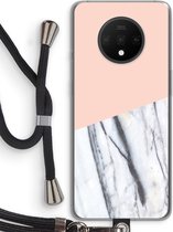 Case Company® - OnePlus 7T hoesje met Koord - A touch of peach - Telefoonhoesje met Zwart Koord - Bescherming aan alle Kanten en Over de Schermrand