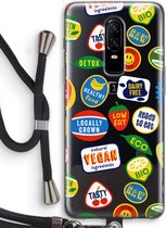 Case Company® - OnePlus 6 hoesje met Koord - Fruitsticker - Telefoonhoesje met Zwart Koord - Bescherming aan alle Kanten en Over de Schermrand