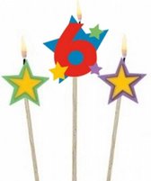 verjaardagskaarsjes 6 - Star 12,2/13,5 cm 3-delig