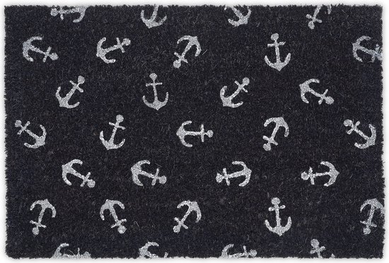 Ancres de paillasson Relaxdays - tapis de marche à sec - 40 x 60 cm - maritime - antidérapant - bleu foncé