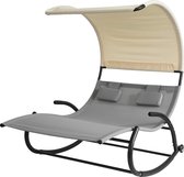 Mara Luxe Ligbed - Zonnebed - Relaxstoel voor tuin - Dubbel tuinbed - Grijs - 140 x 180 x 184 cm