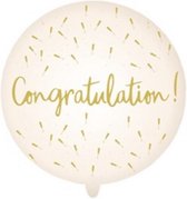 ballon Congratulation led 65 cm latex wit/geel