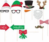 photobooth accessoires Kerst rood/groen/zwart 13 stuks