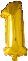 folieballon cijfer 1 junior 40 cm goud