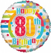 folieballon Happy 80th Birthday 45,5 cm