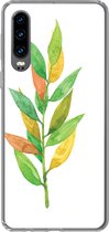 Geschikt voor Huawei P30 hoesje - Waterverf - Bladeren - Planten - Siliconen Telefoonhoesje