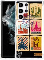 Telefoonhoesje Geschikt voor Samsung Galaxy S22 Ultra Leuk TPU Backcase met transparante rand Postzegels