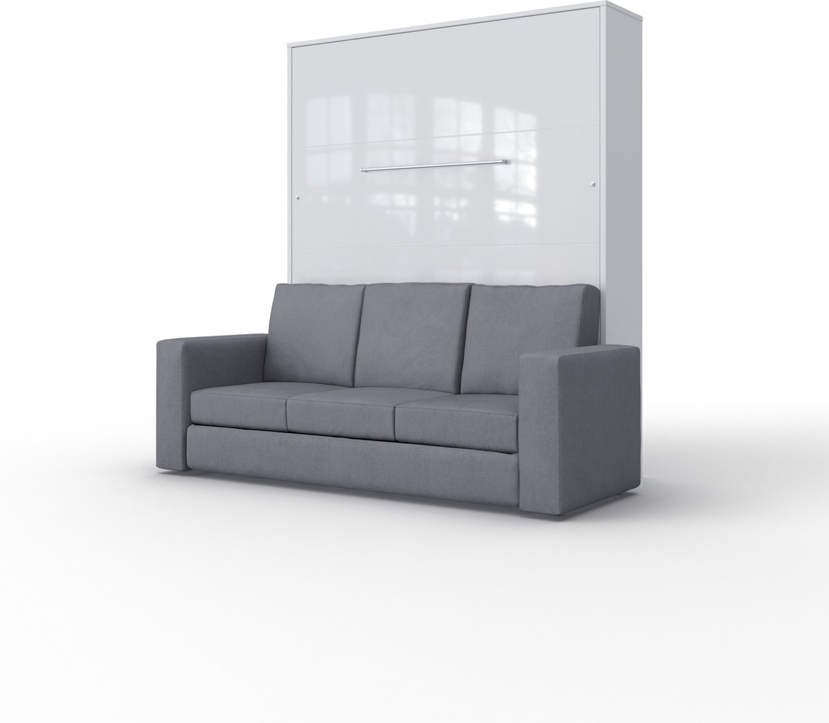 Maxima House - INVENTO SOFA Elegance - Verticaal Vouwbed Inclusief Hoekbank - Logeerbed - Opklapbed - Bedkast - Inclusief LED - Mat Wit + Antraciet Sofa - 200x160 cm