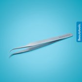 BeautyTools Punt Pincet PRECISION - Pincet met Gebogen Punt Voor Wimperextensions - Wimper Pincet -Tweezers (12 cm) - Inox (PT-0980)