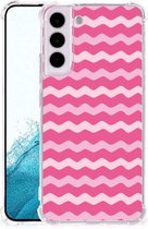 Foto hoesje Geschikt voor Samsung Galaxy S22 Smartphone hoesje met doorzichtige rand Waves Pink