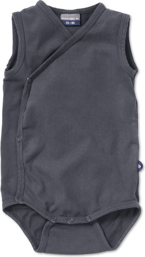 Silky Label romper glacier grey - zonder mouw - maat 62/68 - grijs