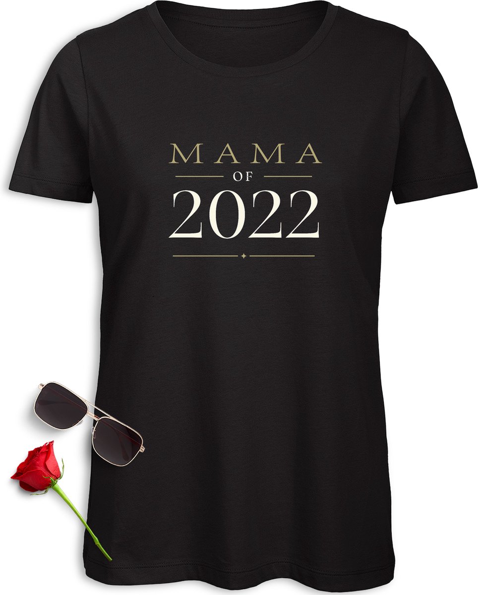 Mama of 2022 T Shirt - tShirt voor moeder - Shirt cadeau voor moeders - Dames t shirt met opdruk - Vrouwen shirt met print - Moederdag t shirt - Verkrijgbaar in maten: S M L XL XXL - Shirt kleuren: Khaki Zwart Paars (Urban Purple).