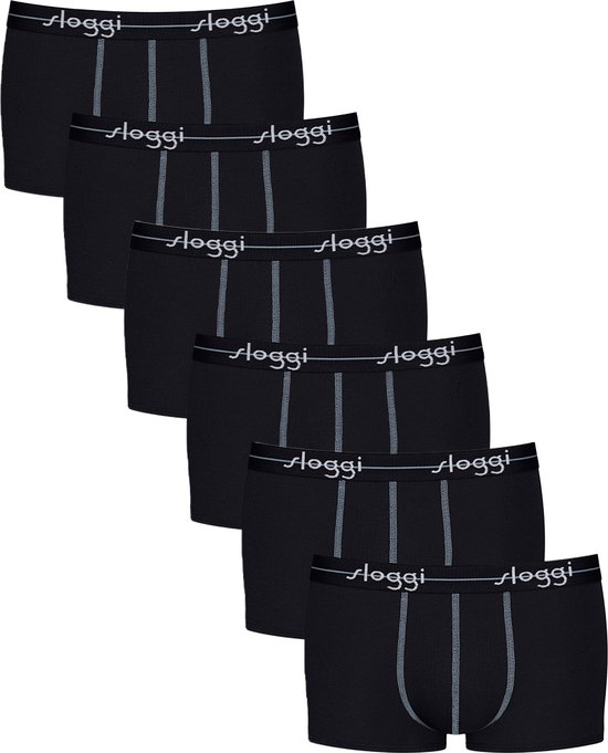 Sloggi Retro Short 6-Pack Heren Onderbroeken - Zwart - Maat XL