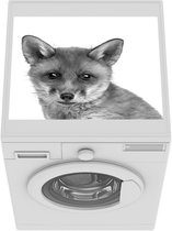 Wasmachine beschermer - Wasmachine mat - Vosje - Portret dierenprint - zwart wit - 55x45 cm - Droger beschermer