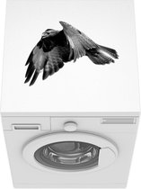 Wasmachine beschermer mat - Buizerd tijdens de vlucht terwijl ze krijst - zwart wit - Breedte 60 cm x hoogte 60 cm