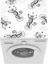 Wasmachine beschermer mat - Patroon van apen in het circus - zwart wit - Breedte 60 cm x hoogte 60 cm