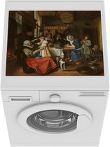 Wasmachine beschermer mat - Zo de ouden zongen zo piepen de jongen - Jan Steen - Breedte 55 cm x hoogte 45 cm