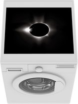 Wasmachine beschermer mat - Zwart-witte illustratie van de eclips - Breedte 55 cm x hoogte 45 cm