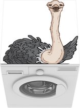 Wasmachine beschermer mat - Illustratie van een gelukkige struisvogel - Breedte 60 cm x hoogte 60 cm