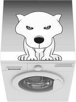 Wasmachine beschermer mat - een wit wolvenjong - zwart wit - Breedte 60 cm x hoogte 60 cm