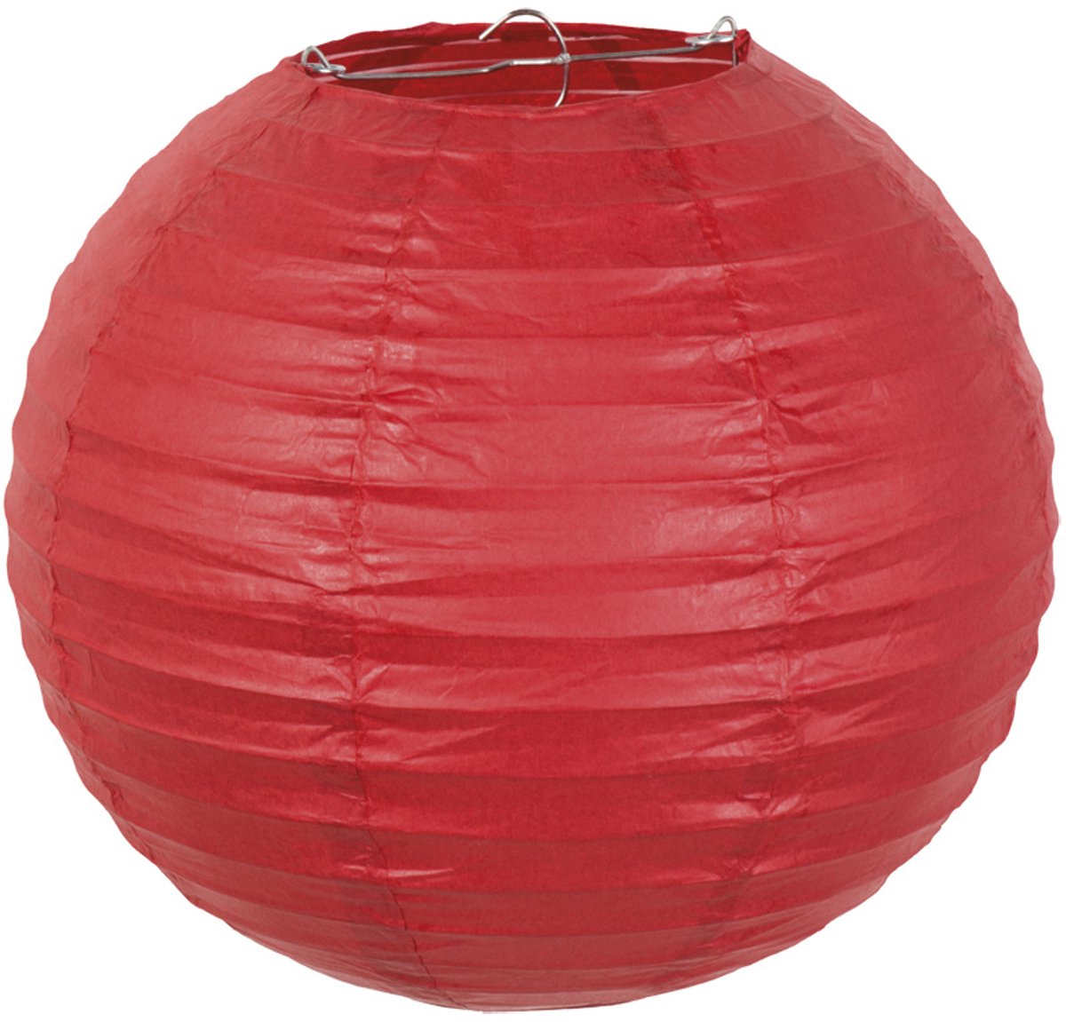 Papieren lampion rood met draadstalen frame (25 cm)