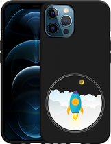 iPhone 12 Pro Max Hoesje Zwart To the Moon - Designed by Cazy