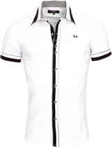 Wit Overhemd Korte Mouw Zwarte Bies Heren Carisma 9023 - 4XL
