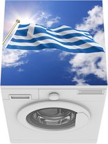 Wasmachine beschermer mat - Vlag van Griekenland op een zonnige dag - Breedte 60 cm x hoogte 60 cm