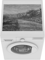 Wasmachine beschermer mat - Road of La Roche-Guyon in zwart wit - Schilderij van Claude Monet - Breedte 55 cm x hoogte 45 cm