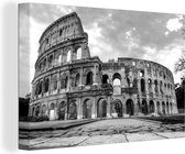 Canvas Schilderij Colosseum in Rome tijdens de schemering - zwart wit - 30x20 cm - Wanddecoratie