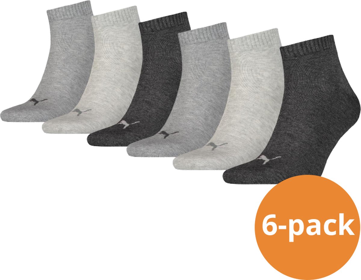 Puma Quarter Sokken Plain 6-pack Melange-43/46 Antraciet