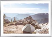 Poster Met Metaal Zilveren Lijst - Hiking Tent Poster