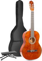 Akoestische gitaar voor beginners - MAX SoloArt klassieke gitaar / Spaanse gitaar met o.a. 39'' gitaar, voetsteun, gitaartas, gitaar stemapparaat en extra accessoires - Bruin (hout)