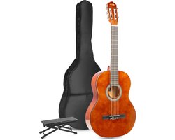 Akoestische gitaar voor beginners - MAX SoloArt klassieke gitaar / Spaanse gitaar 4/4 - Met o.a. 39'' gitaar, voetsteun, gitaartas, gitaar stemapparaat en extra accessoires - Bruin (hout)