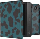Hoesje geschikt voor Kobo Libra H2O E-reader - iMoshion Design Slim Hard Case Bookcase - Green Leopard