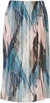 Dames plisse rok elastische tailleband - designprint - kort - zwart/petrol/zalm | Maat L-XL