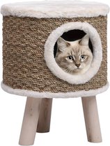 Kattenhuis met houten poten 41 cm zeegras