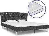 vidaXL Bed met traagschuim matras stof donkergrijs 160x200 cm