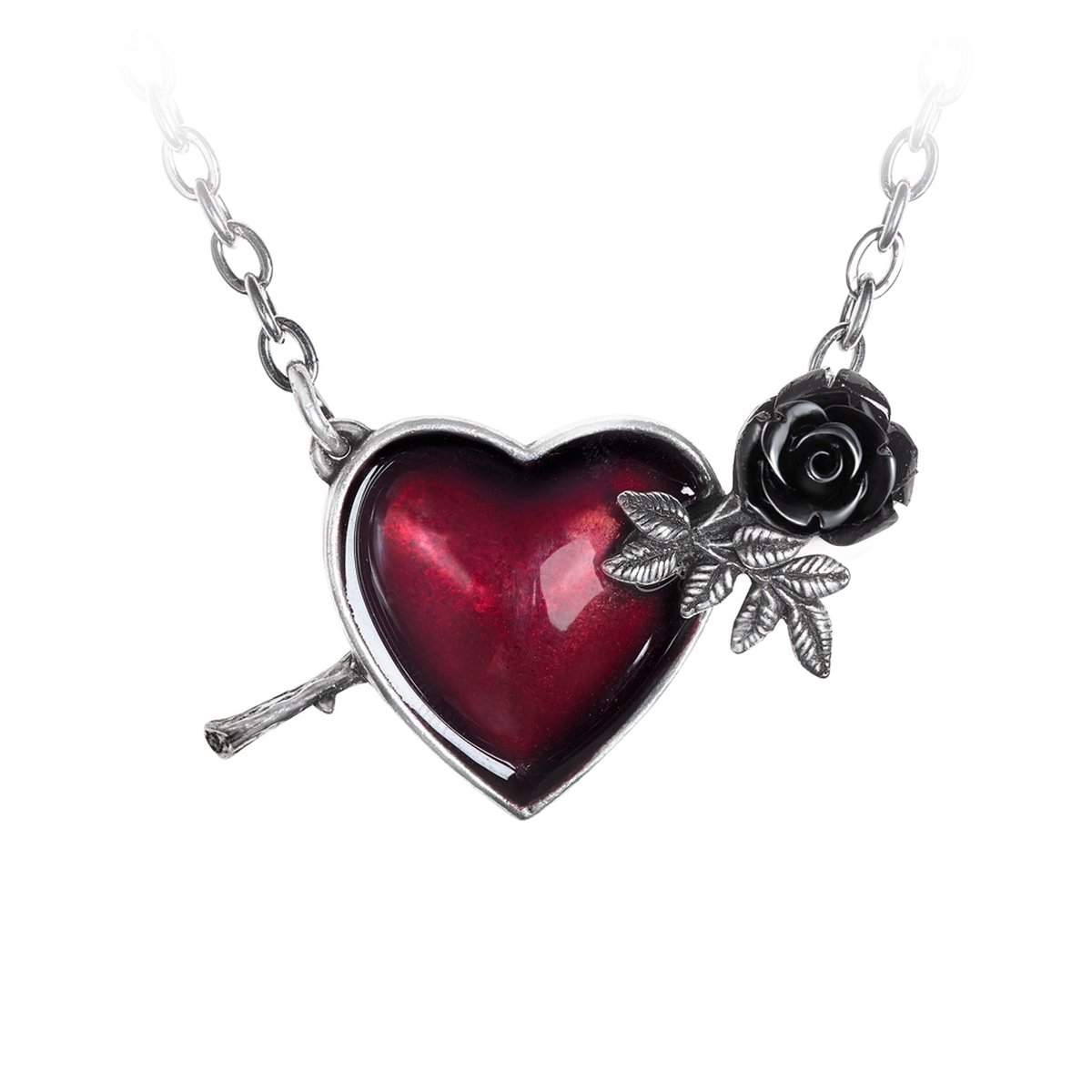 Alchemy - Wounded by Love Ketting - Zilverkleurig/Rood