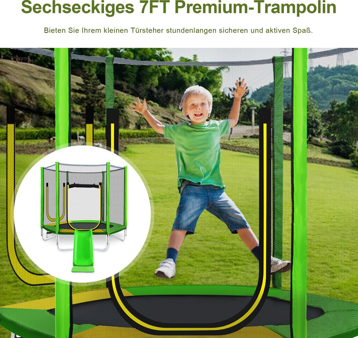 Trampoline voor kinderen-7 FT Trampoline voor binnen en buiten met glijbaan  voor... | bol.com