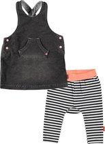 BESS - ensemble de vêtements - 2 pièces - Pinafore Jogdenim Grey - Leggings blanc noir rayé - Taille 56