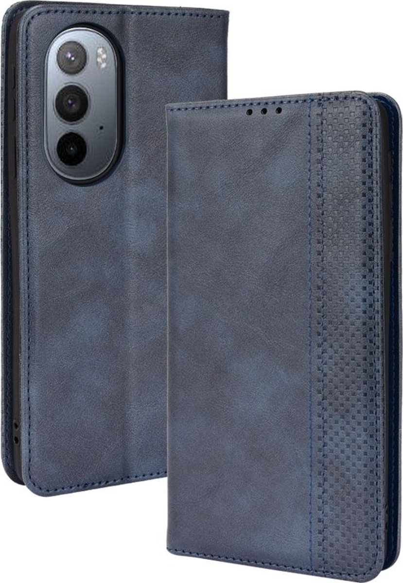 Mobigear Telefoonhoesje geschikt voor Motorola Edge X30 Hoesje | Mobigear Sensation Bookcase Portemonnee | Pasjeshouder voor 3 Pasjes | Telefoonhoesje voor Pinpas / OV Kaart / Rijbewijs - Blauw