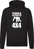 Tequila will make you 4x4 | drank | alcohol | sterke drank | Unisex | Trui | Sweater | Hoodie | Capuchon | Zwart