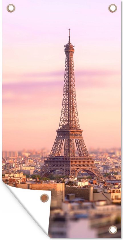 Affiche clôture Paris - Tour Eiffel - Ciel - 100x200 cm - Toile de jardin