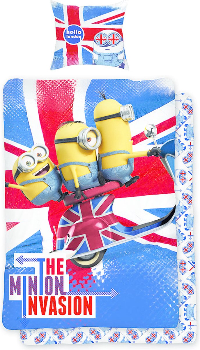 Minions Hello Londen - Dekbedovertrek - Eenpersoons - 140 x 200 cm - Multi