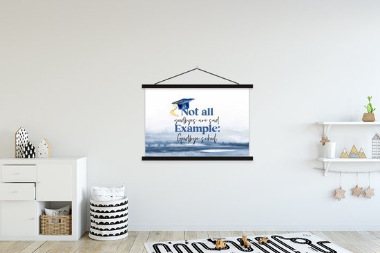 Porte-affiche avec affiche - Affiche scolaire - Diplômé - École - Étudiants - Citations - 150x100 cm - Lattes noires