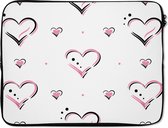 Laptophoes 17 inch - Liefde - Roze - Valentijn cadeautje vrouw - Laptop sleeve - Binnenmaat 42,5x30 cm