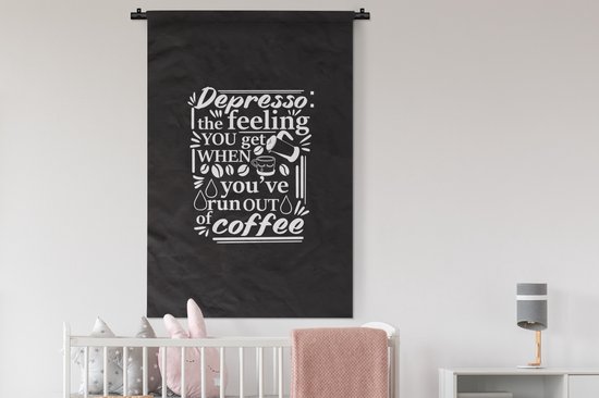 Tenture murale - Tissu mural - Café - Proverbes - Grains de Grains de café - 90x135 cm - Tapisserie murale
