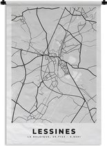 Tapisserie - Tapisserie - Plan de Ville - Carte - België - Zwart Wit - Lessines - Carte - 90x135 cm - Tapisserie